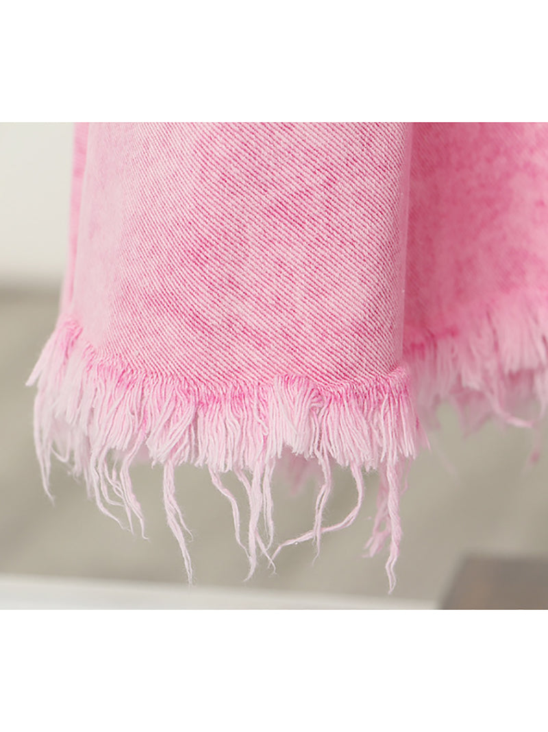Fashion Tassel Washed Denim Long Skirts