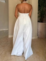 Elegant Halter Backless Regular Jumpsuit
