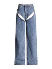 Fashion Cut Out Straight Jeans