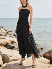Sexy Strapless Ruched Maxi Dress