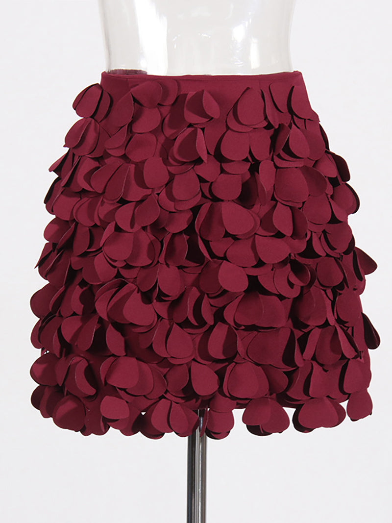 Fashion Petal Applique Mini Skirt