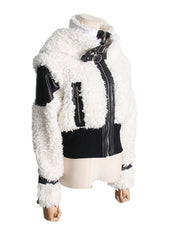 Fashion Faux Lamb Fur Buckle Strap Jacket Coat