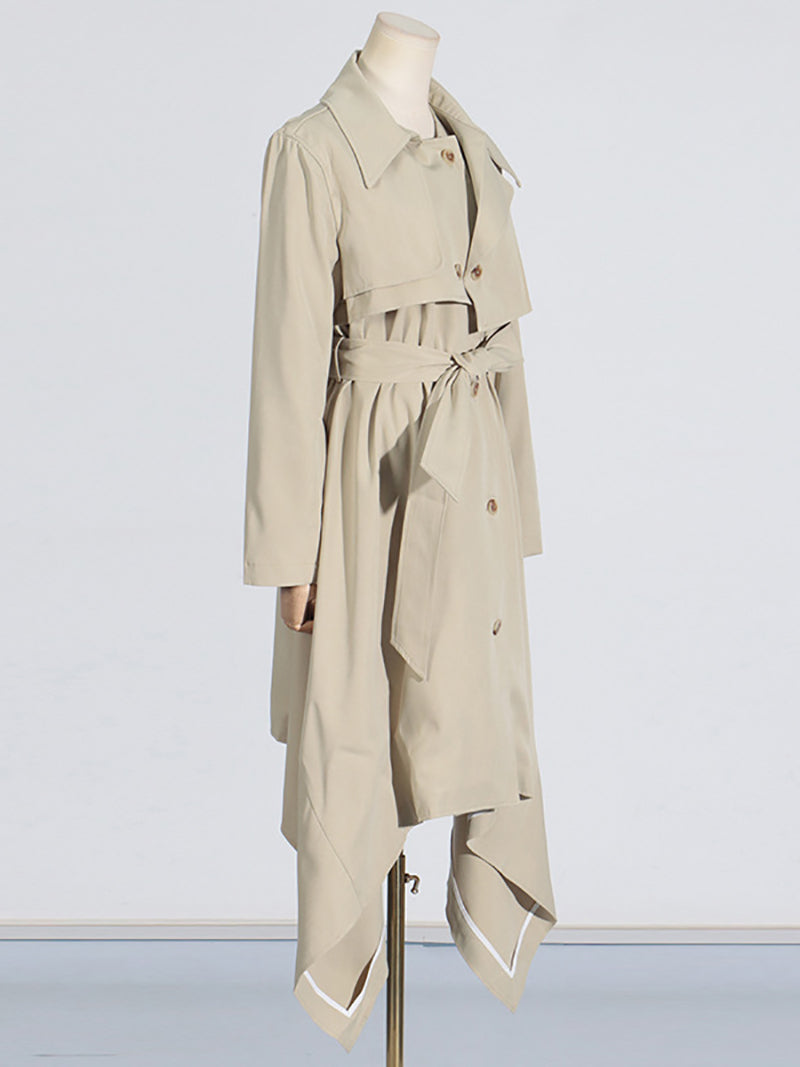 Casual Single Breasted Belted Trench Coat