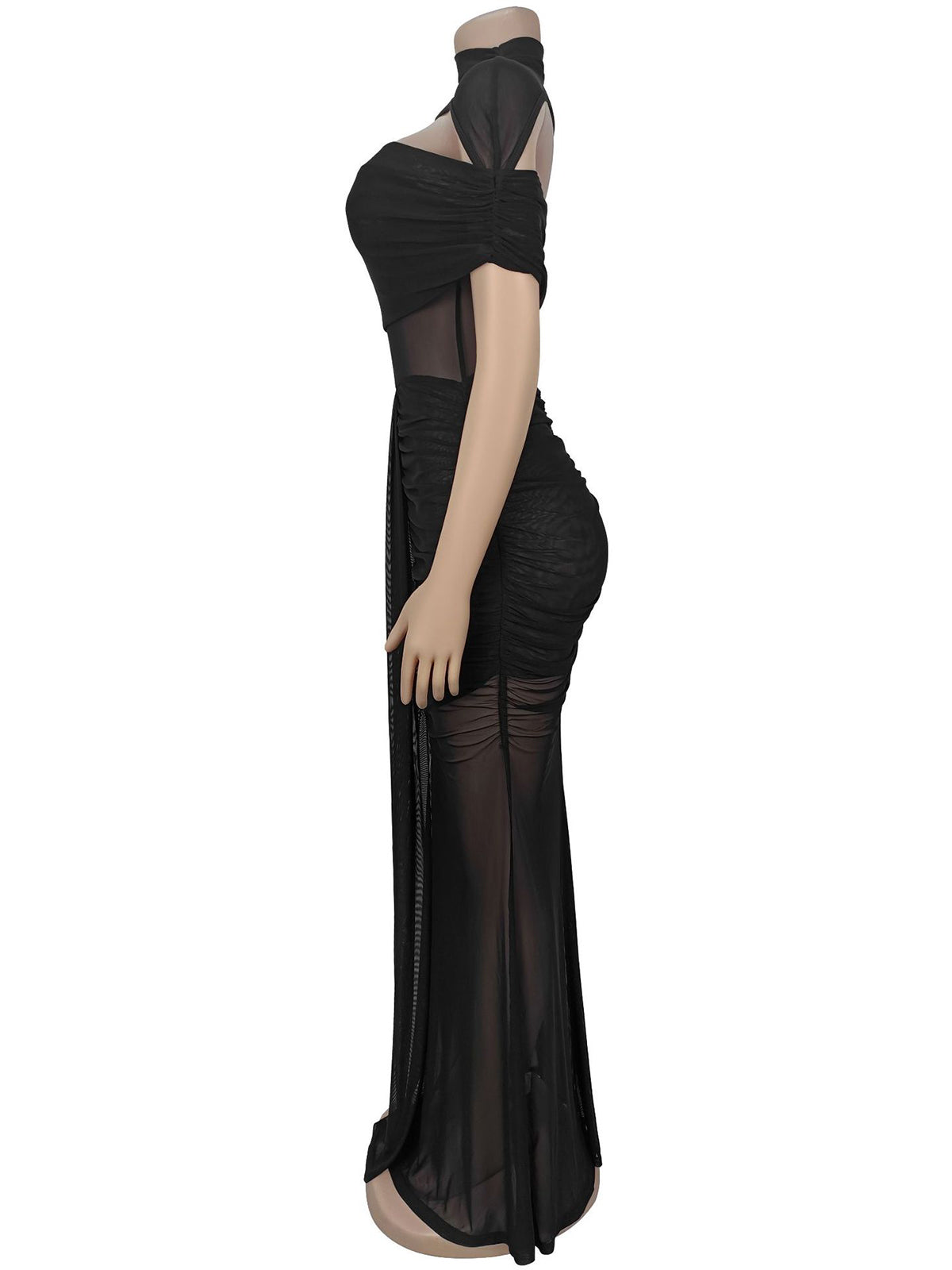 Sexy Sheer Mesh Hollow Out Top Bodycon Dress Sets