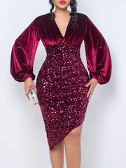 Fashion Patchwork Sequin Bodycon Dress