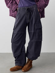 Multi Pocket Curved Leg Twill Cargo Pants