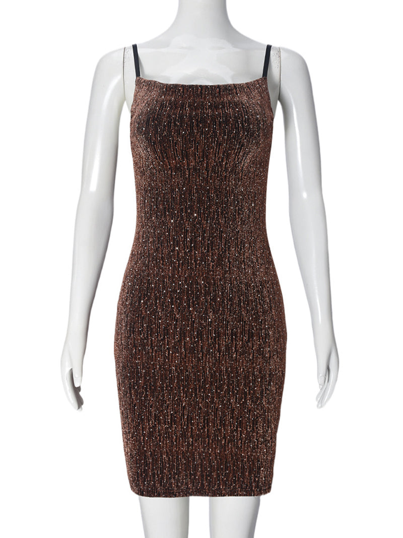 Sexy Spaghetti Strap Backless Bodycon Mini Dress