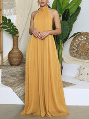 Chiffon Sleeveless Backless Halter Jumpsuit