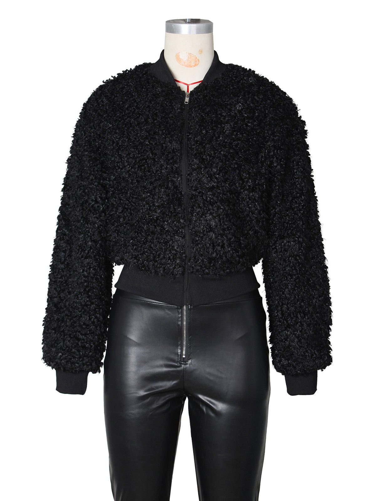 Fashion Faux Fuzzy Sherpa Loose Cropped Jacket