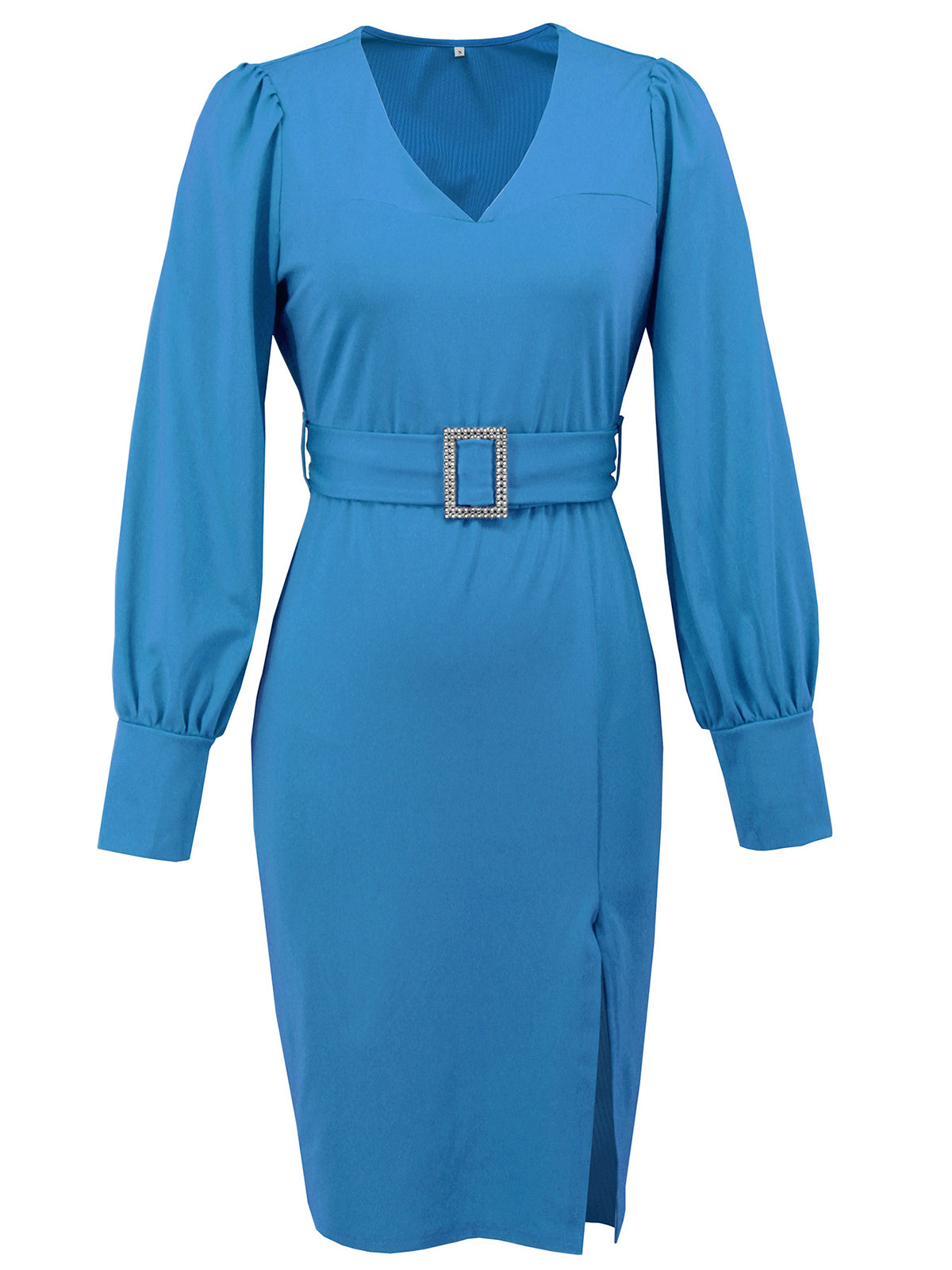 V Neck Wrap Belted Slim Split Party Dress