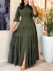 Polka Dot Print Casual Maxi Dress