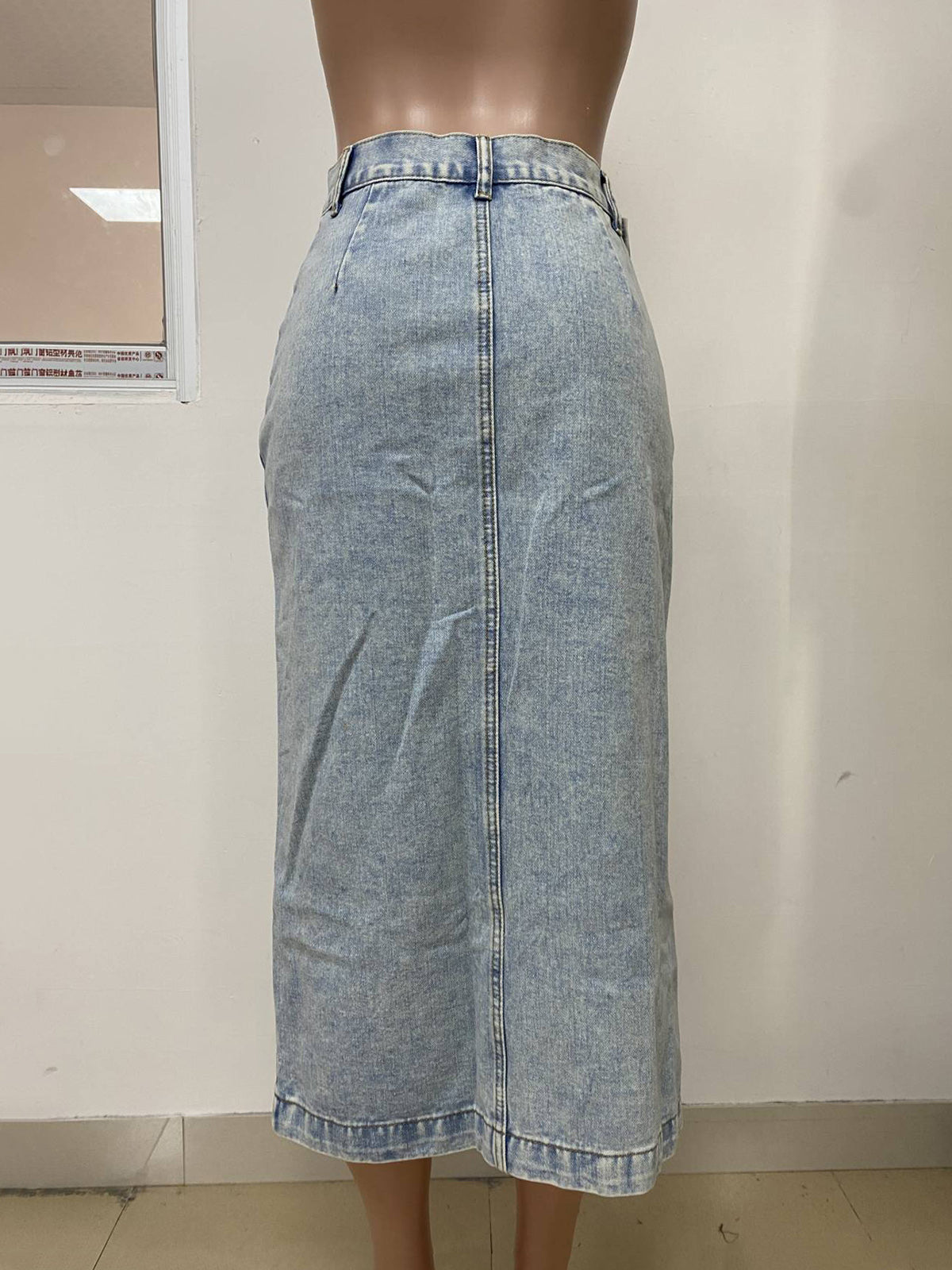 Casual High Waist Split Denim Skirt