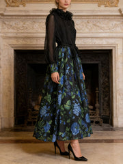 Lace Patchwork Print Maxi Dress Two Piece Set