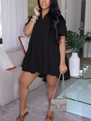 Casual Short Sleeve Loose Shirt Dress