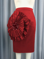 Three-dimensional Flower Mid Skirt