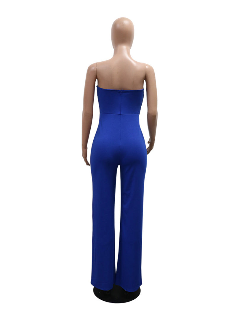 Sexy Irregular Strapless Wide Leg Jumpsuits