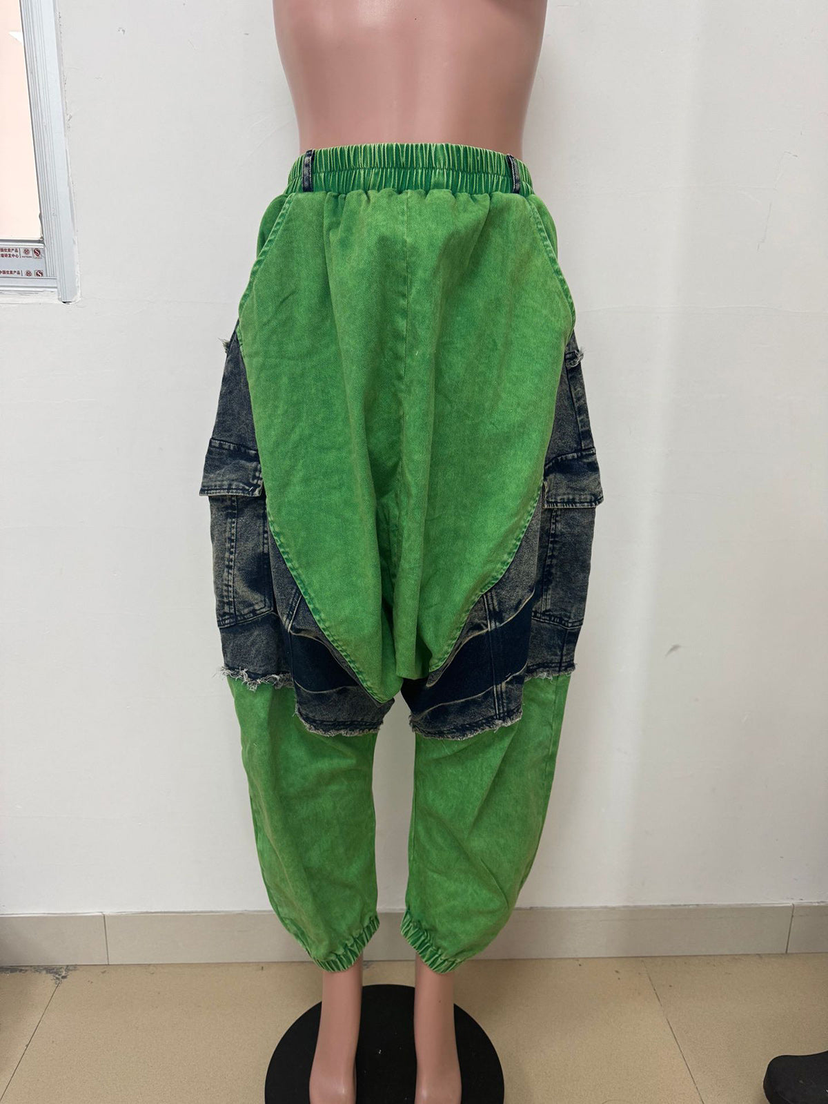 Fashion Casual Denim Patchwork Baggy Joggers