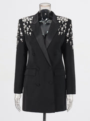 Fashion Crystal Double-breasted Blazer Dress