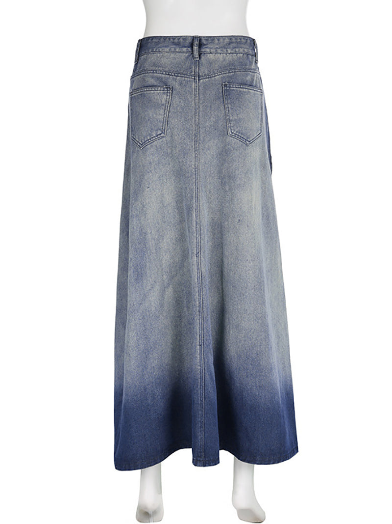 Sexy Irregularity High Slit Denim Skirt