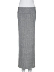 Fashion Knitted Straight Maxi Skirt