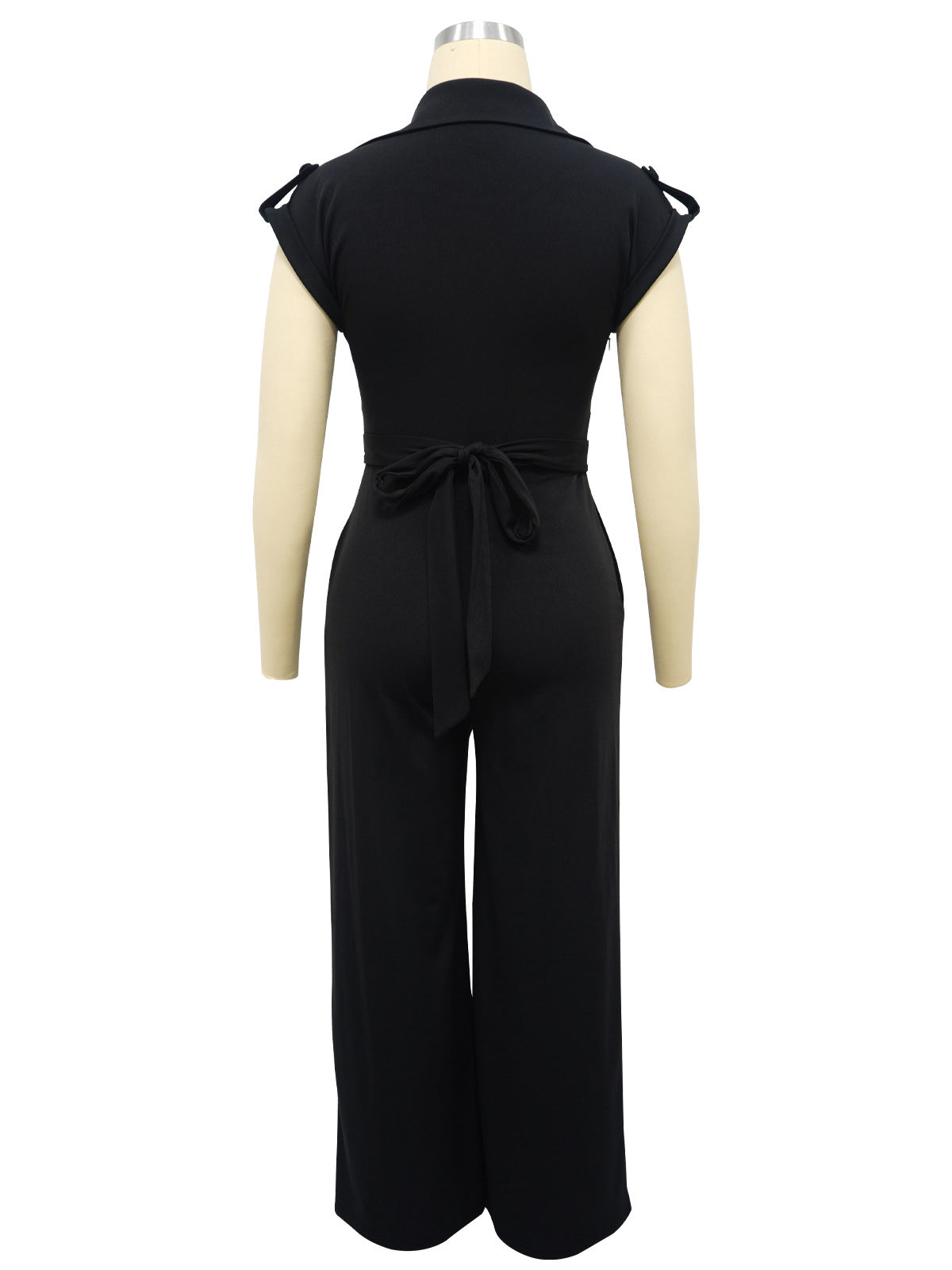 Elegant Deep V-Neck Sleeveless High Waist Jumpsuit