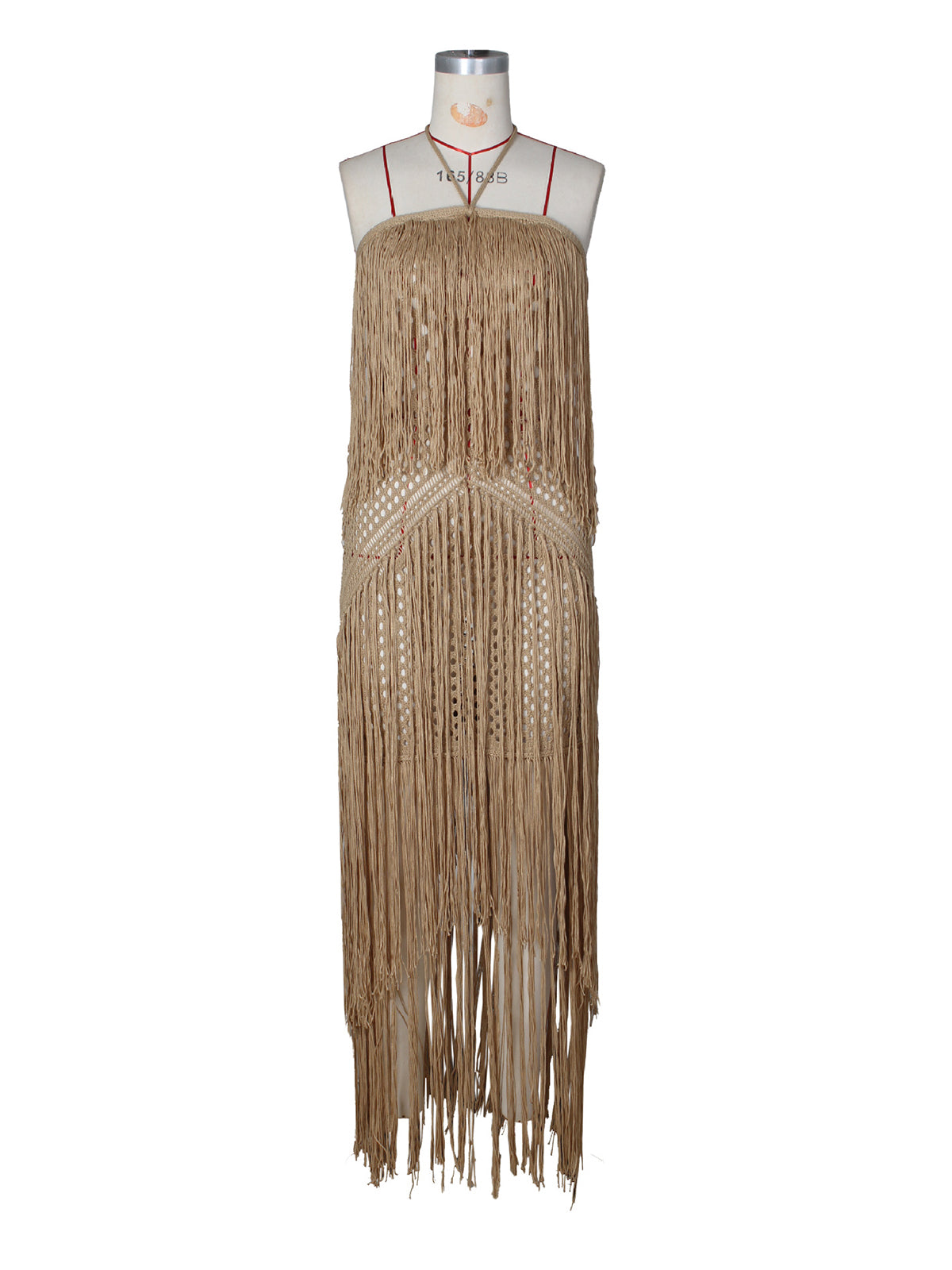 Sexy Halter Hollow Out Fringe Knit Dress