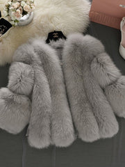 Paneled Faux Fur Short Jacket