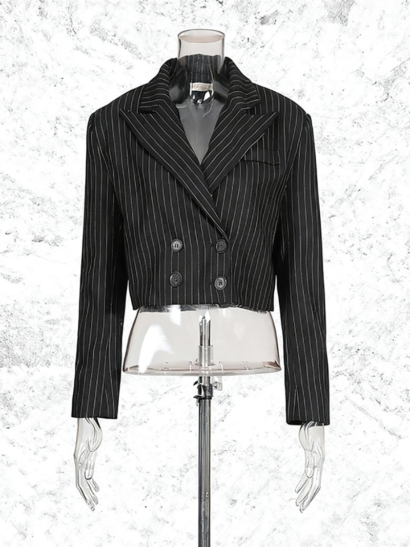 Fashion Stripe Cropped Fitted Blazer