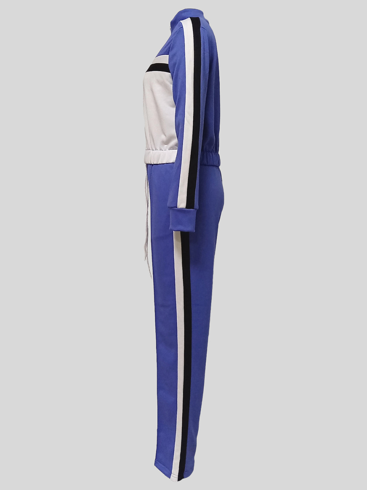 Stand Collar Zipper Crop Top Drawstring Trousers Sets