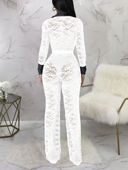 Sexy Lace Patchwork Long Sleeve Jumpsuit