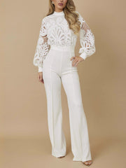 Elegant Jacquard See through Jumpsuit