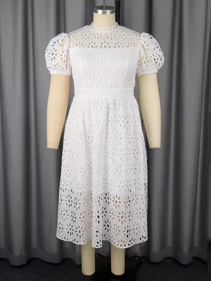 Fashion Lace Bubble Sleeve Dress