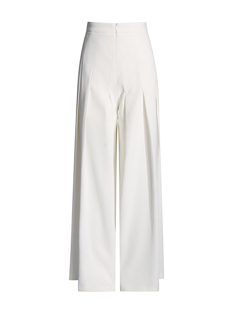 Fashion White Feather Pleated Two Piece Suit