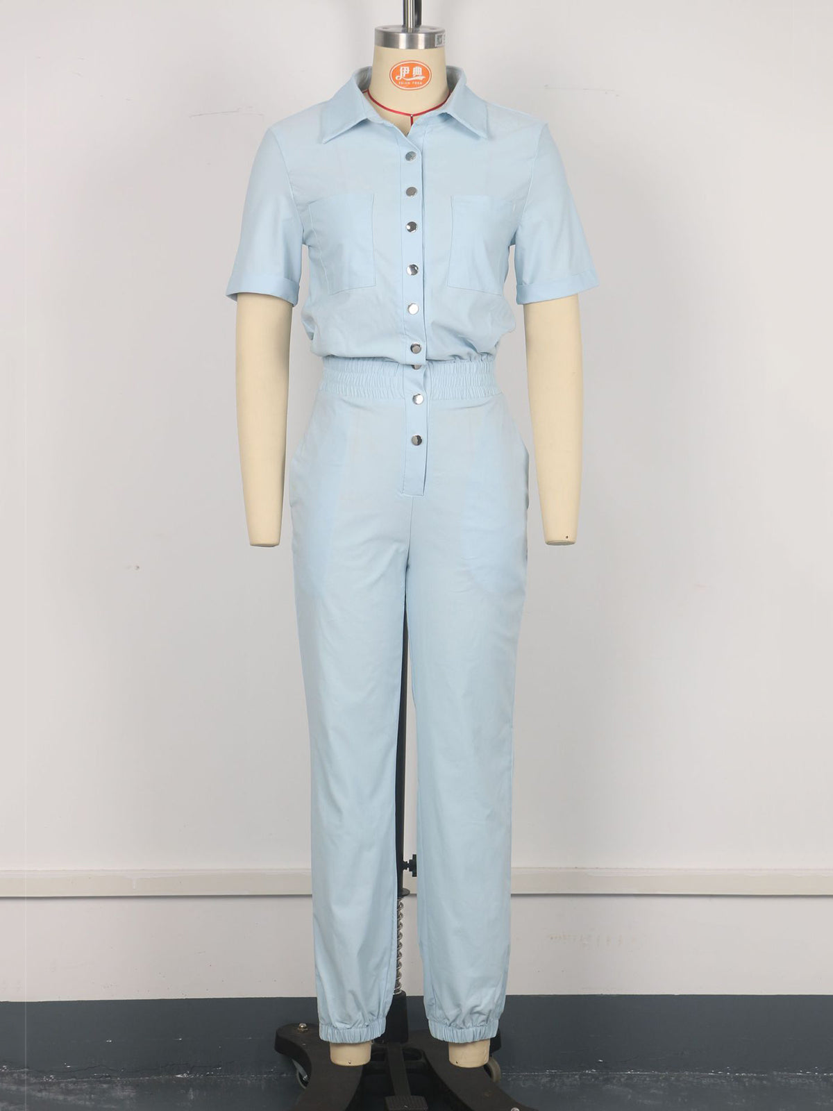 Casual Single-breasted Slim Jumpsuit