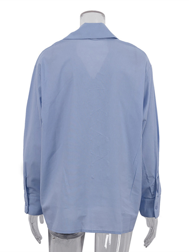 Casual Cross Lace-up Loose Shirt