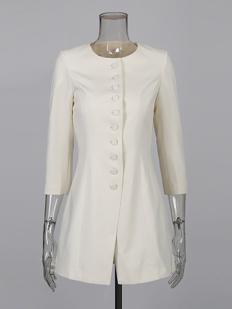 Fashion Round-neck Single-breasted Fitted Blazer