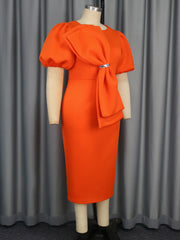 Elegant Bow Decor O Neck Evening Dress
