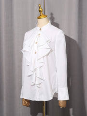 Fashion Loose Ruffled Poplin Shirt