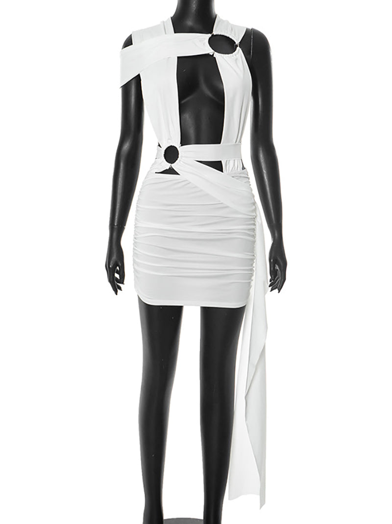 Sexy Hollow Cross Lace-Up Ribbon Bodycon Dress