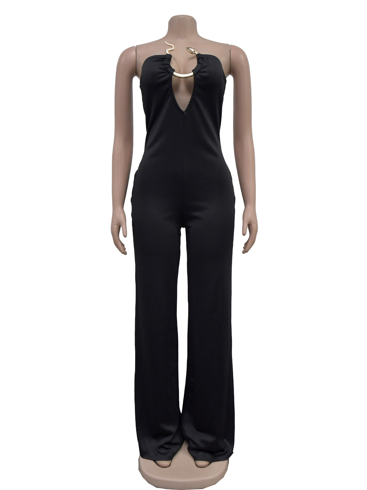 Patchwork Hollow Out Wide Leg Jumpsuits