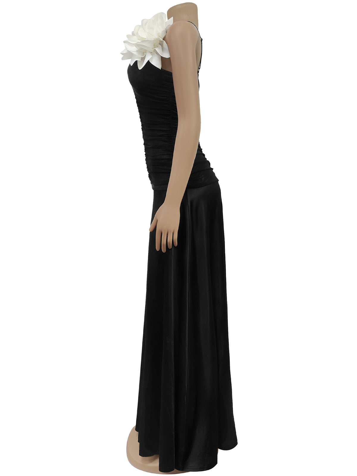 Sexy Flower Decor V Neck Sleeveless Slim Maxi Dress