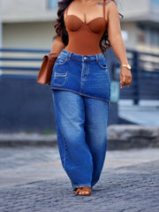 Layered Waist Straight Leg Jeans