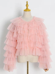 Fashion Tiered Tulle Cardigan Coat