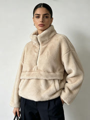 Faux Fur Panel Oversized Sweatshirt-boutique