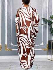 Casual Print Loose Dress and Pants Two Piece Set