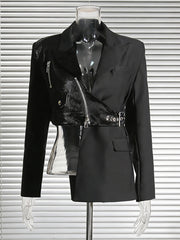 Fashion Irregularity Patchwork Zipper Blazer
