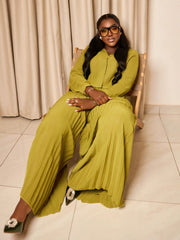 Cropped Shirt and Pleated Pants Set