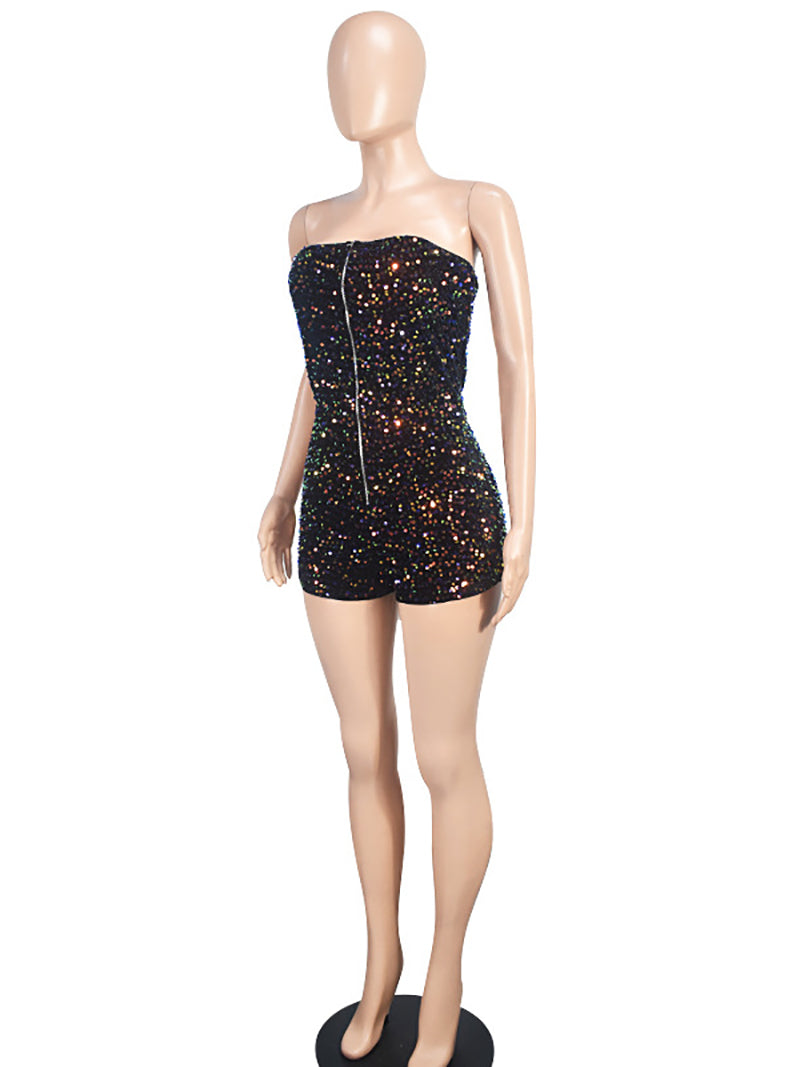 Strapless Sequin Nightclub Bodycon Romper