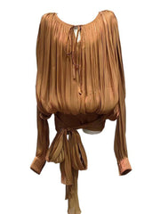 Casual Ruffled Lace-up Bubble Top