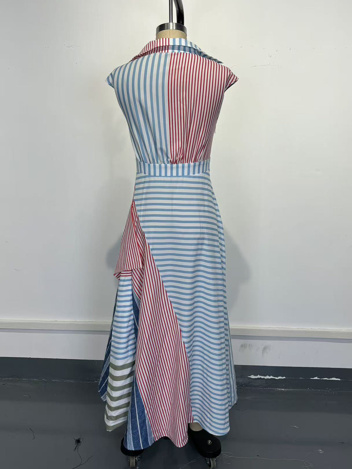 Casual Striped Patchwork Sleeveless Maxi Dress